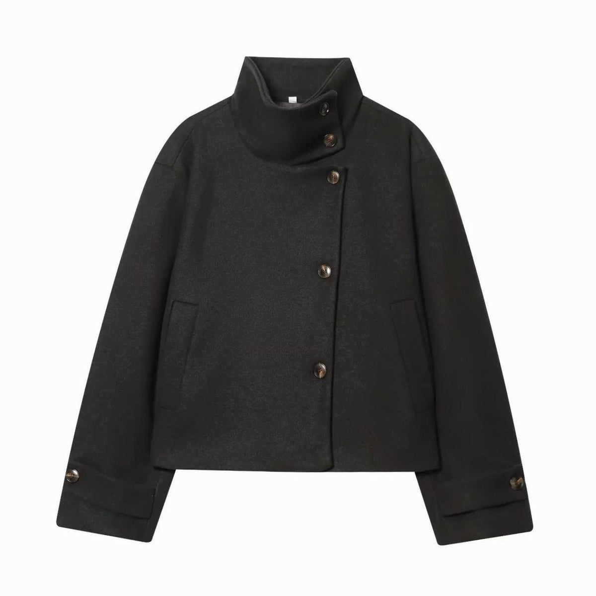Leonie | Manteau en Laine Vintage à Col Montant pour Femmes Court avec Boutons
