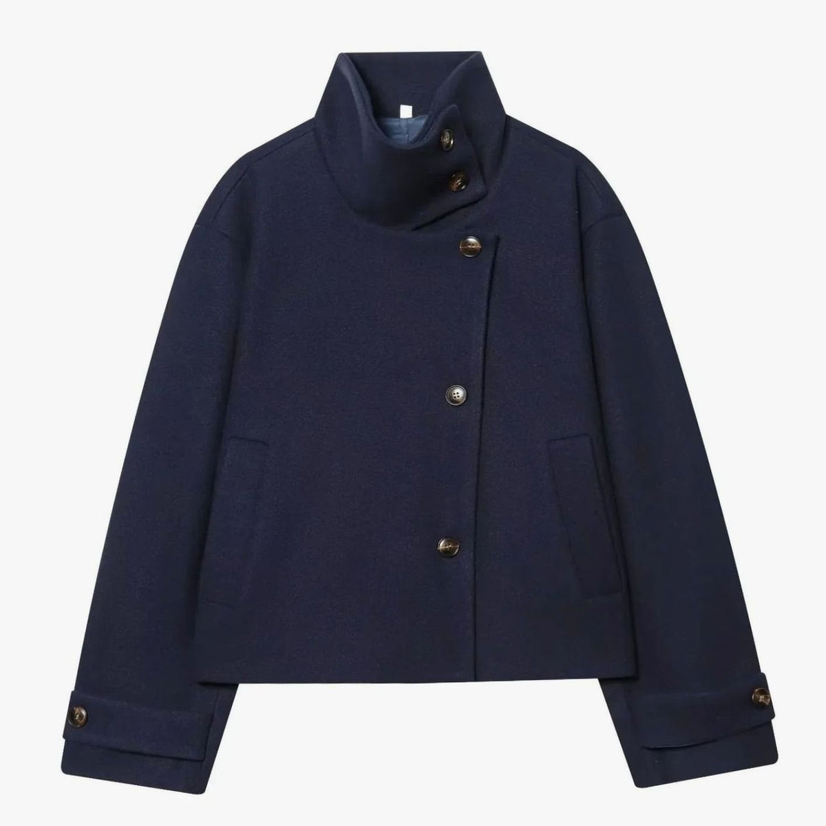 Leonie | Manteau en Laine Vintage à Col Montant pour Femmes Court avec Boutons