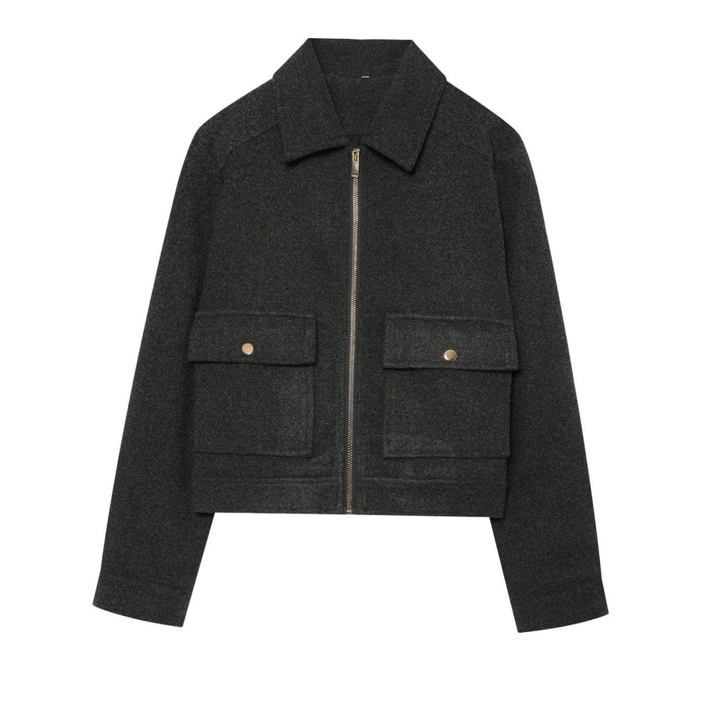Leonie | Manteau en Laine Vintage à Col Montant pour Femmes Court avec Boutons