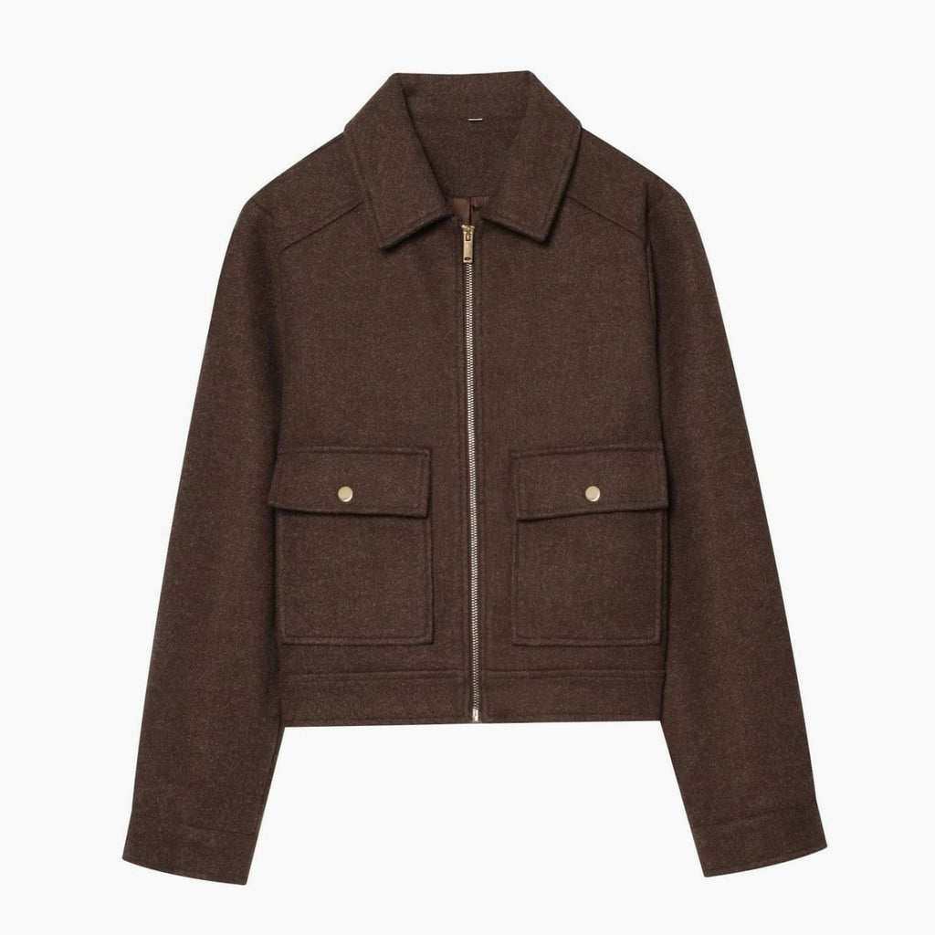 Leonie | Manteau en Laine Vintage à Col Montant pour Femmes Court avec Boutons