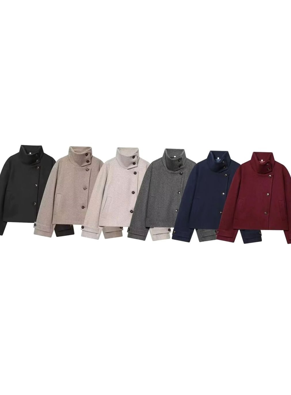 Leonie | Manteau en Laine Vintage à Col Montant pour Femmes Court avec Boutons