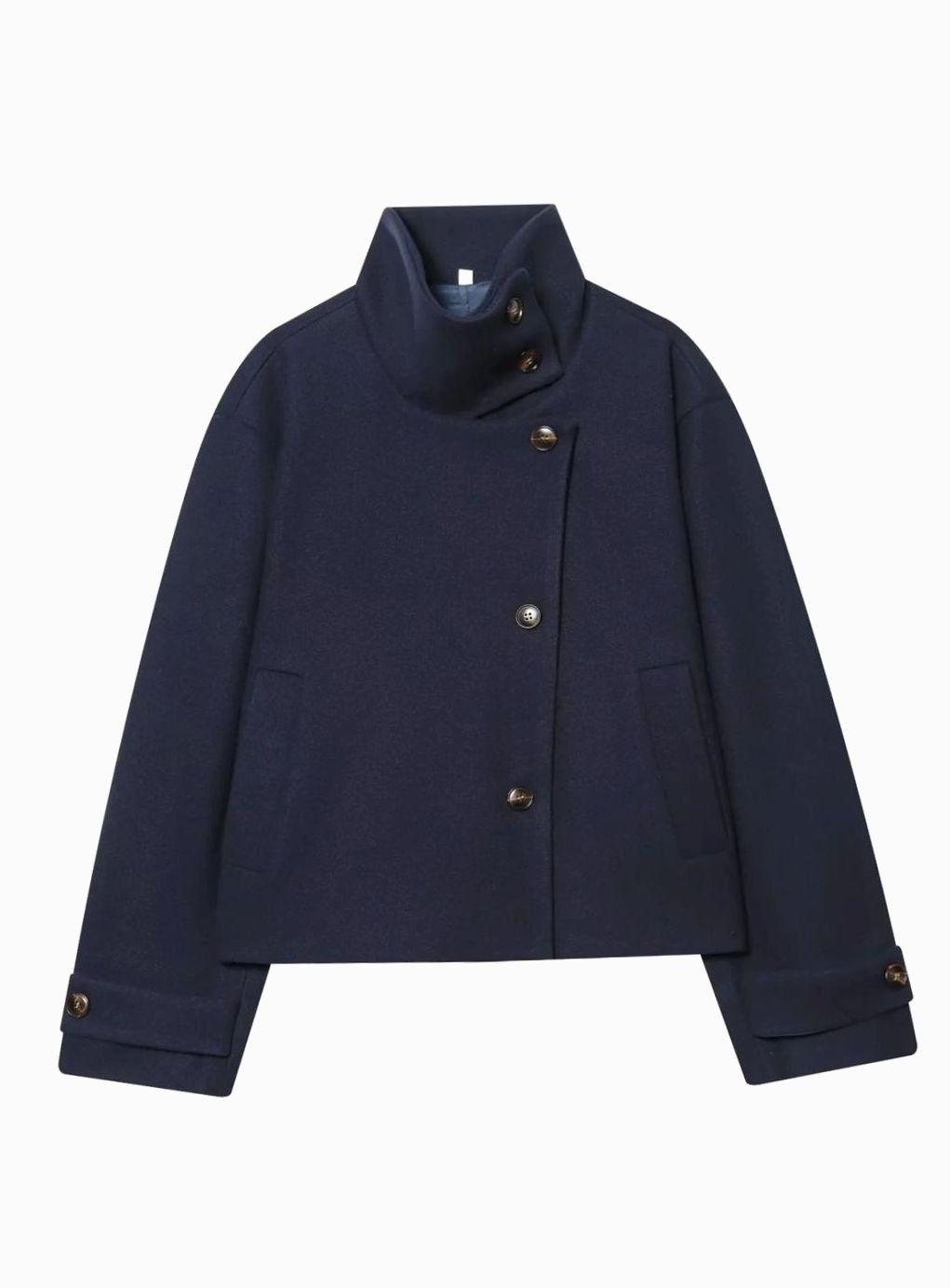 Leonie | Manteau en Laine Vintage à Col Montant pour Femmes Court avec Boutons