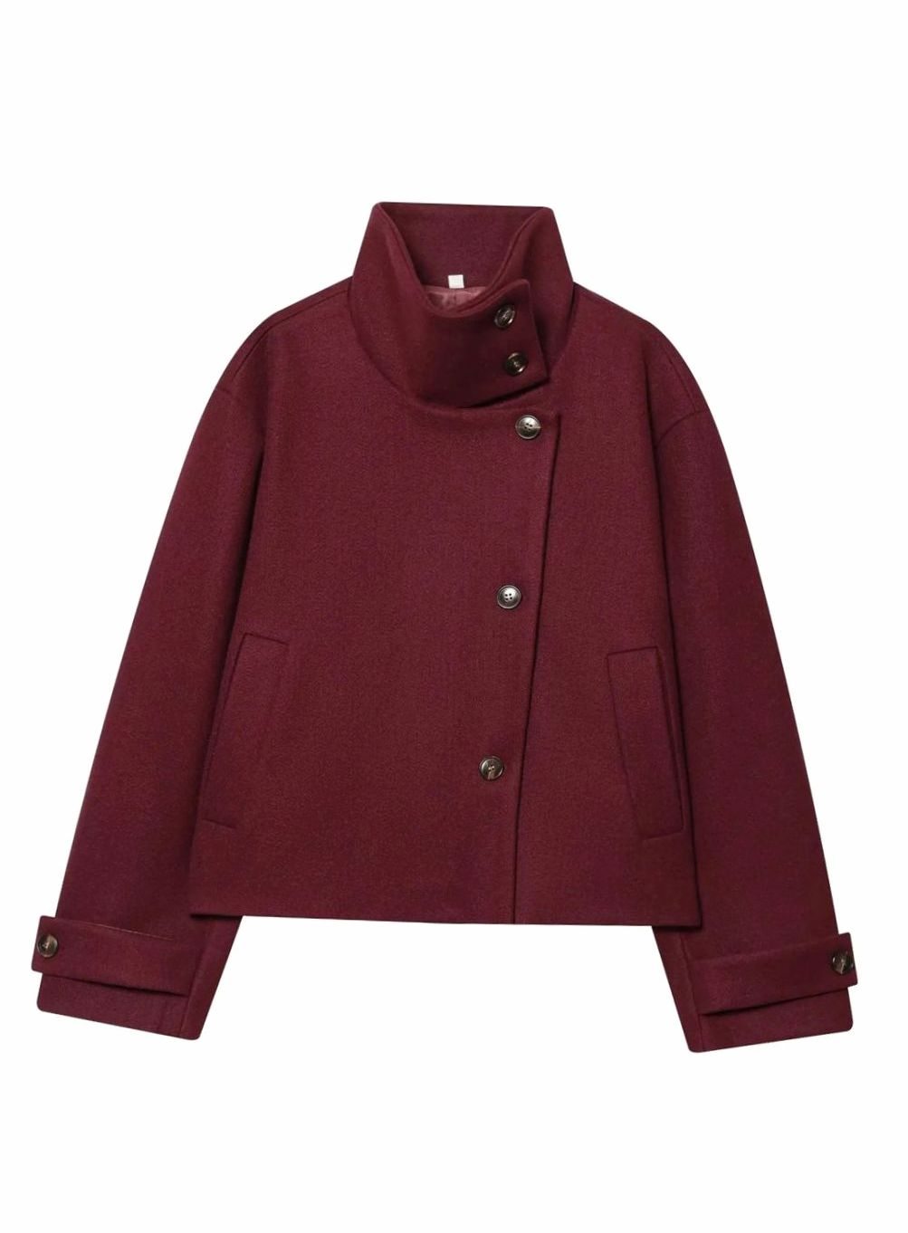 Leonie | Manteau en Laine Vintage à Col Montant pour Femmes Court avec Boutons