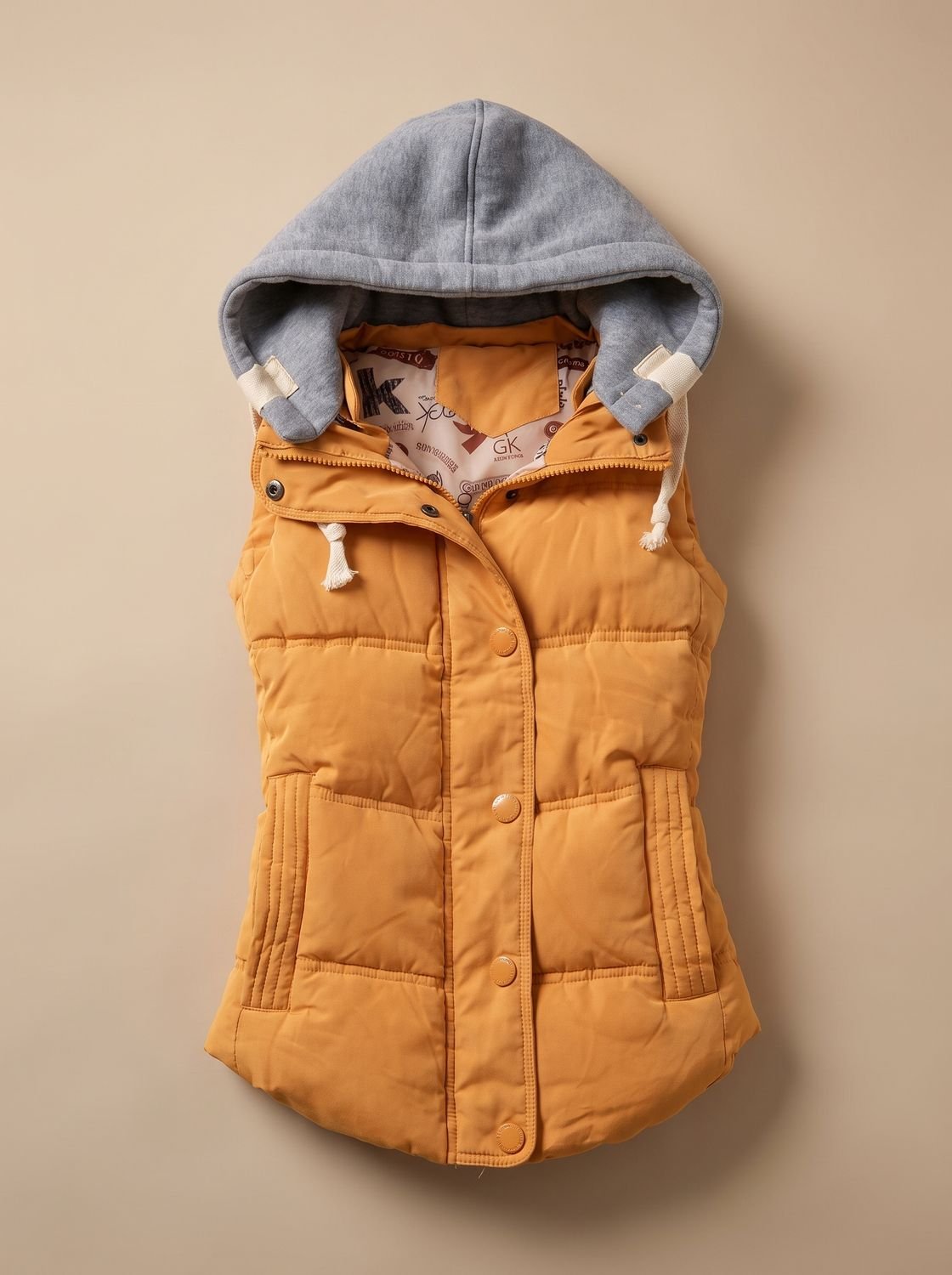 Charlotte | Gilet matelassé pour femmes avec capuche contrastante et fermeture à boutons-pression