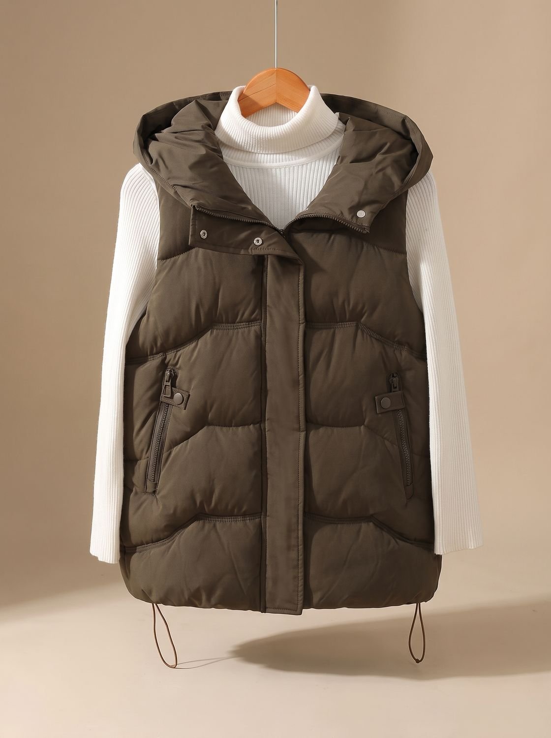 Annika | Gilet matelassé à capuche pour femmes avec poches zippées