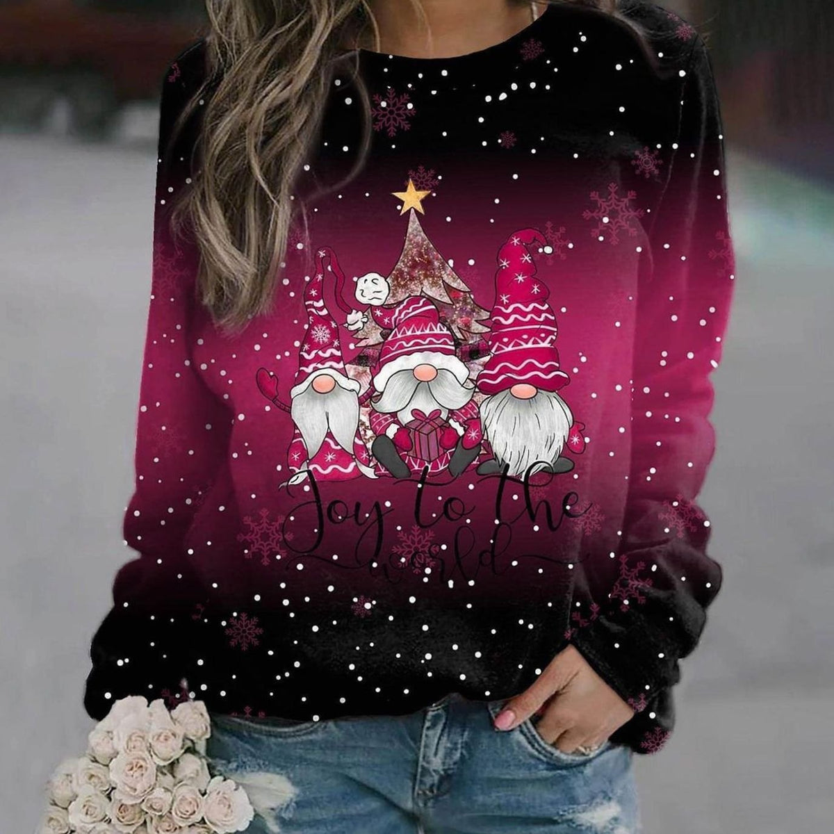 Amelie | Pull en tricot de Noël pour femmes, motif décontracté, col rond