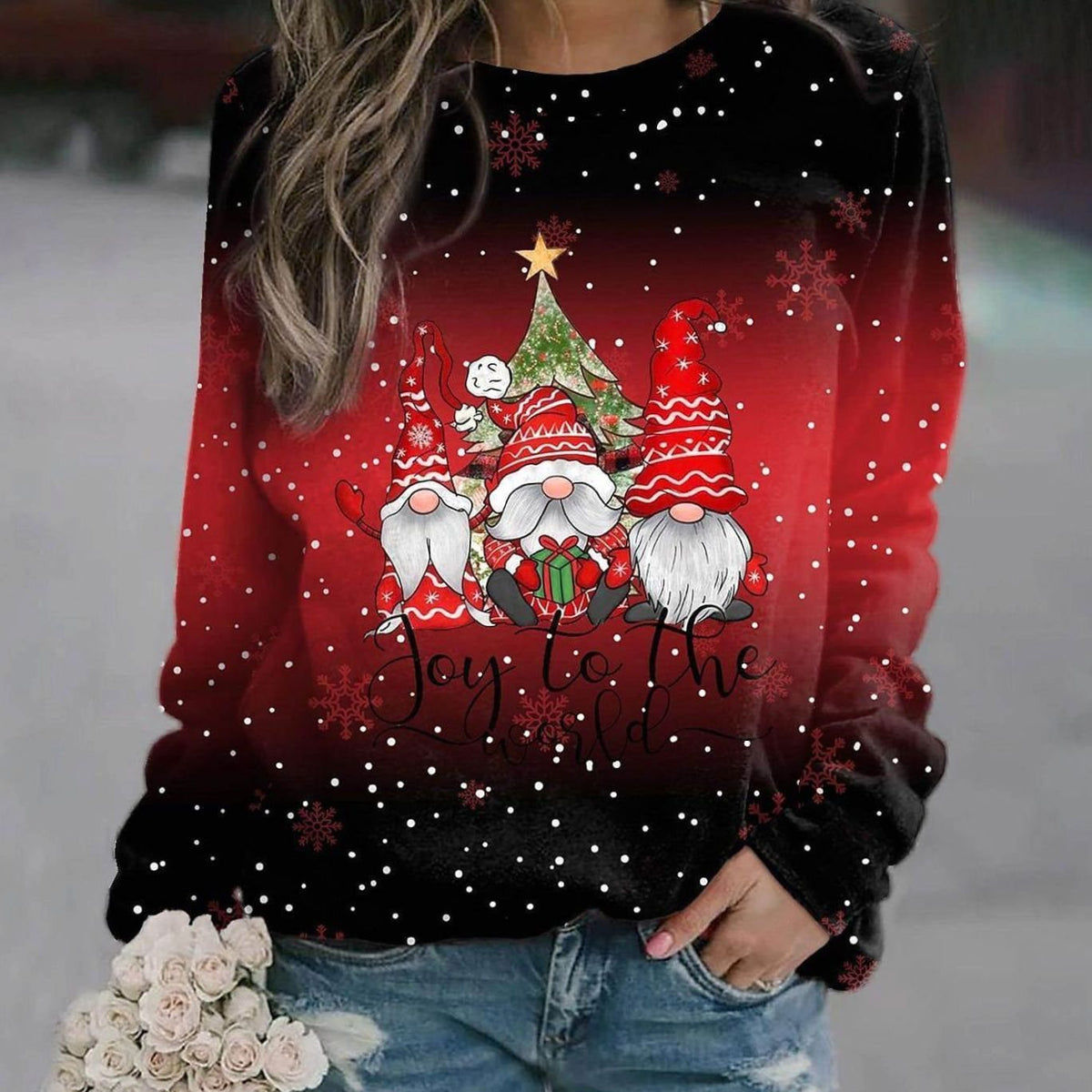 Amelie | Pull en tricot de Noël pour femmes, motif décontracté, col rond