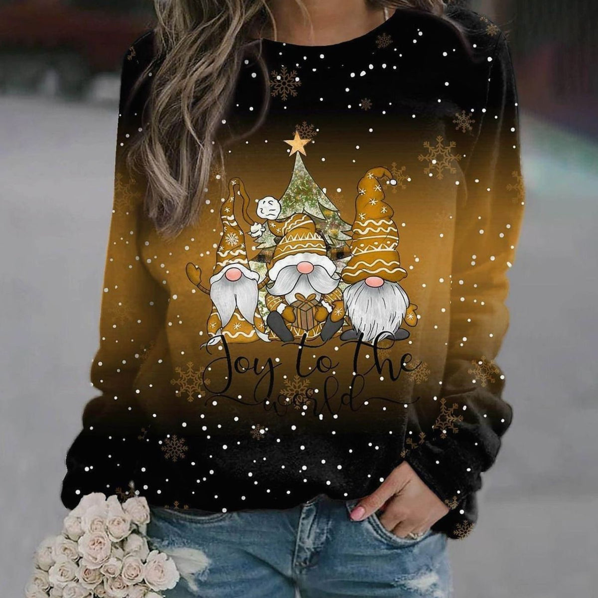 Amelie | Pull en tricot de Noël pour femmes, motif décontracté, col rond