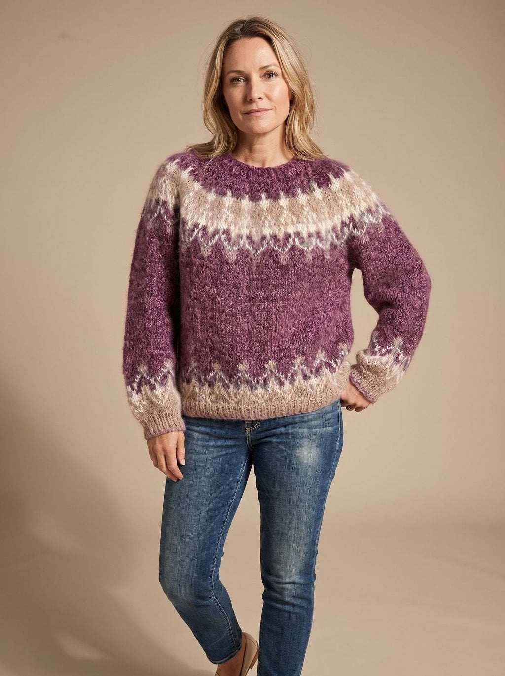 Marlene | Pull de Noël pour femmes en tricot jacquard nordique à col rond
