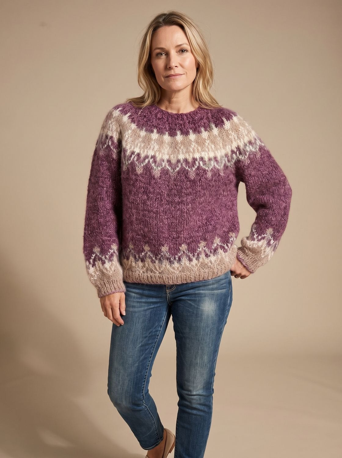 Marlene | Pull de Noël pour femmes en tricot jacquard nordique à col rond