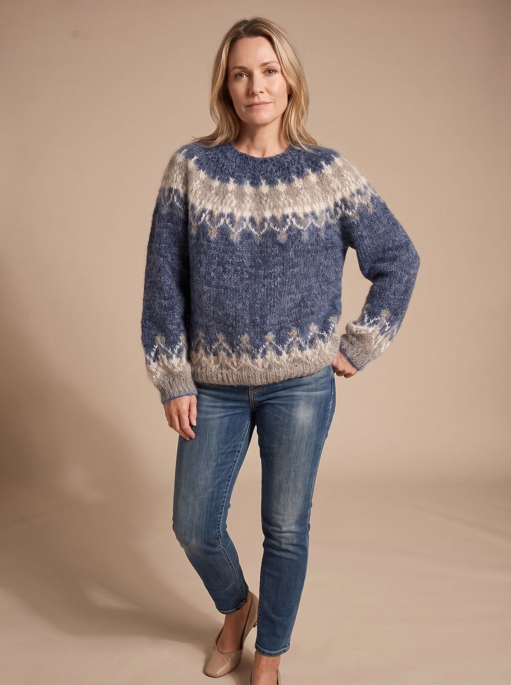 Marlene | Pull de Noël pour femmes en tricot jacquard nordique à col rond