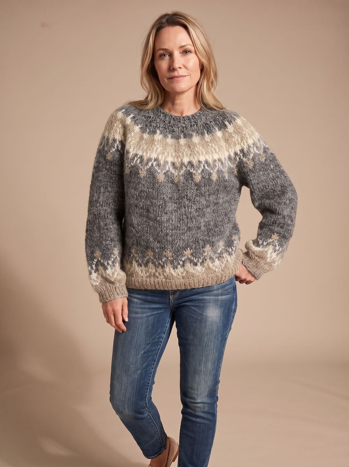 Marlene | Pull de Noël pour femmes en tricot jacquard nordique à col rond