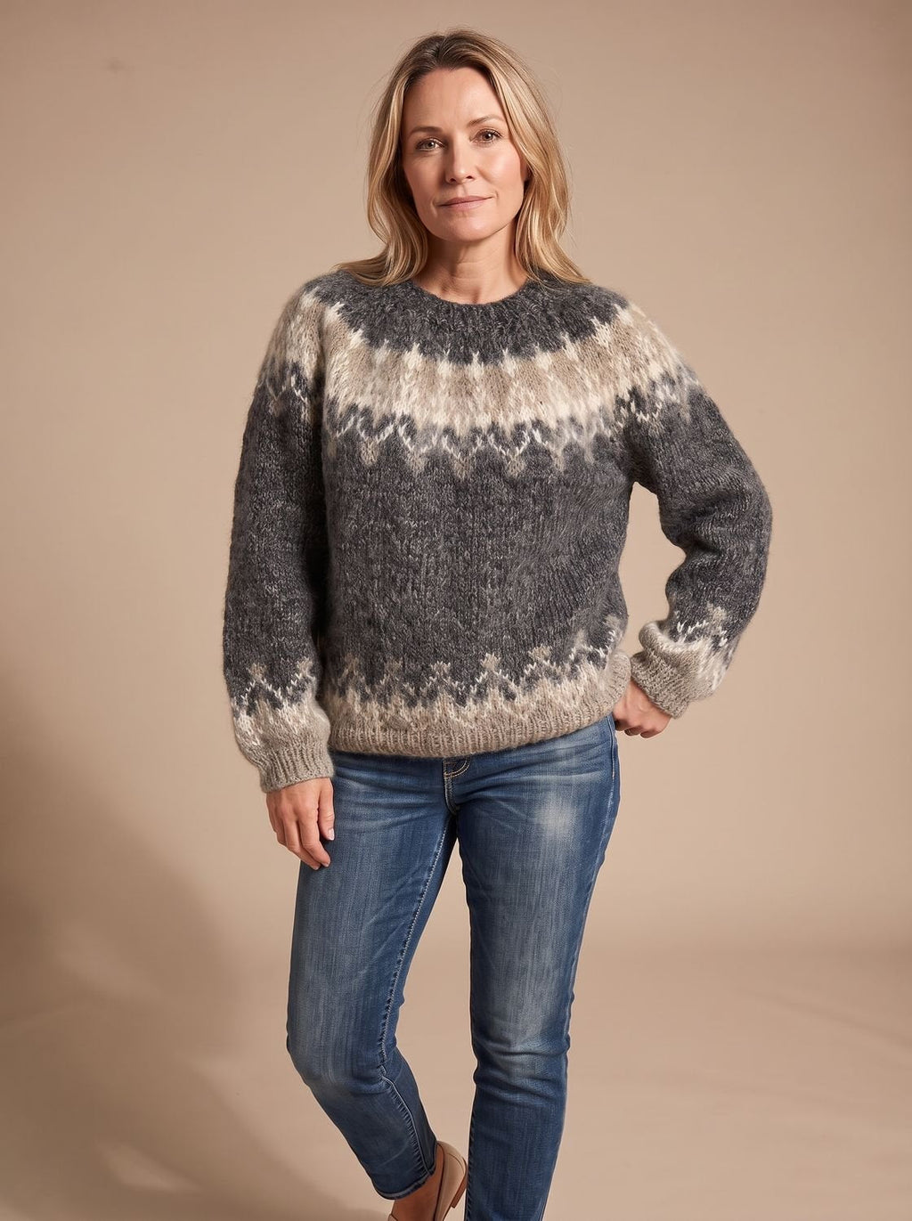 Marlene | Pull de Noël pour femmes en tricot jacquard nordique à col rond