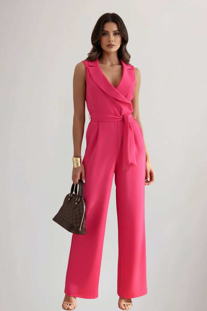 Amelie | Combinaison large pour femmes avec col blazer et ceinture à nouer