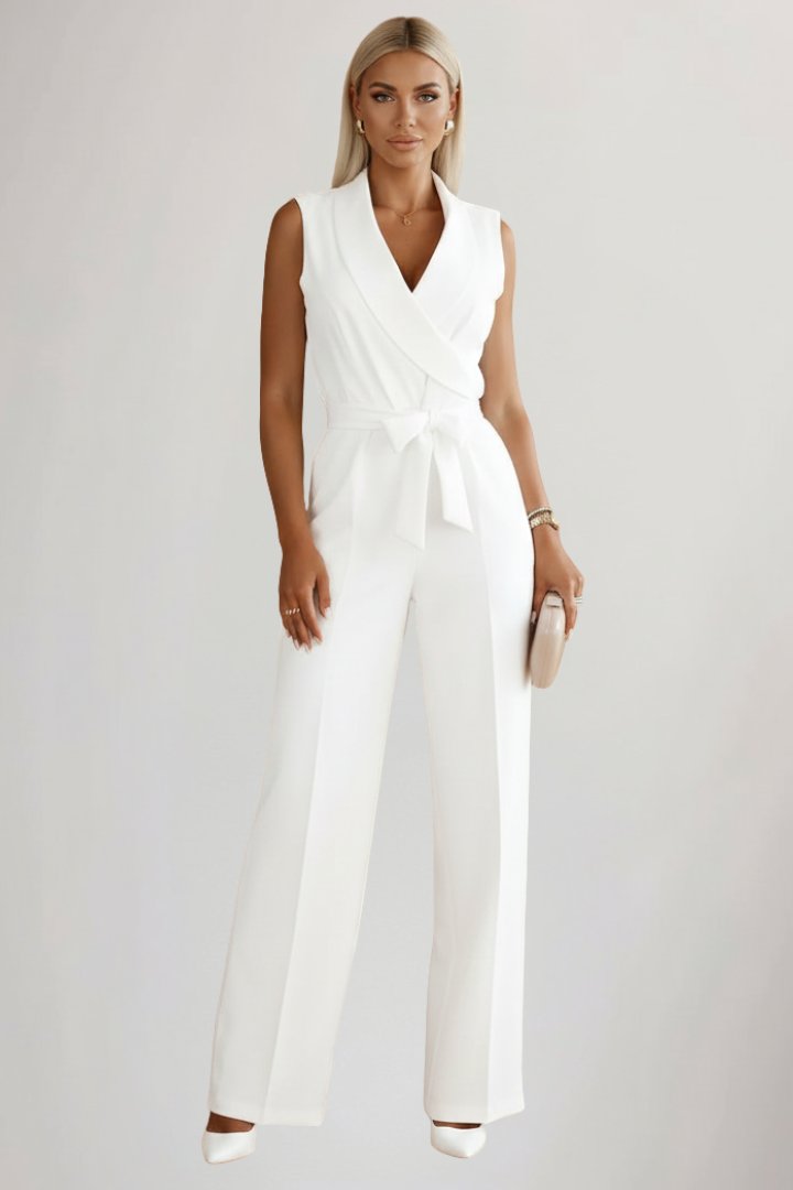 Amelie | Combinaison large pour femmes avec col blazer et ceinture à nouer