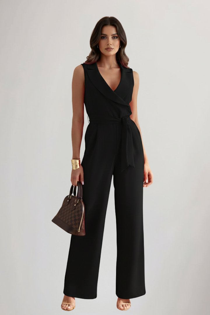 Amelie | Combinaison large pour femmes avec col blazer et ceinture à nouer