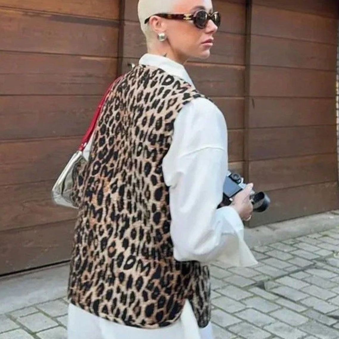 Amelie | Gilet pour femmes à motif léopard avec lien