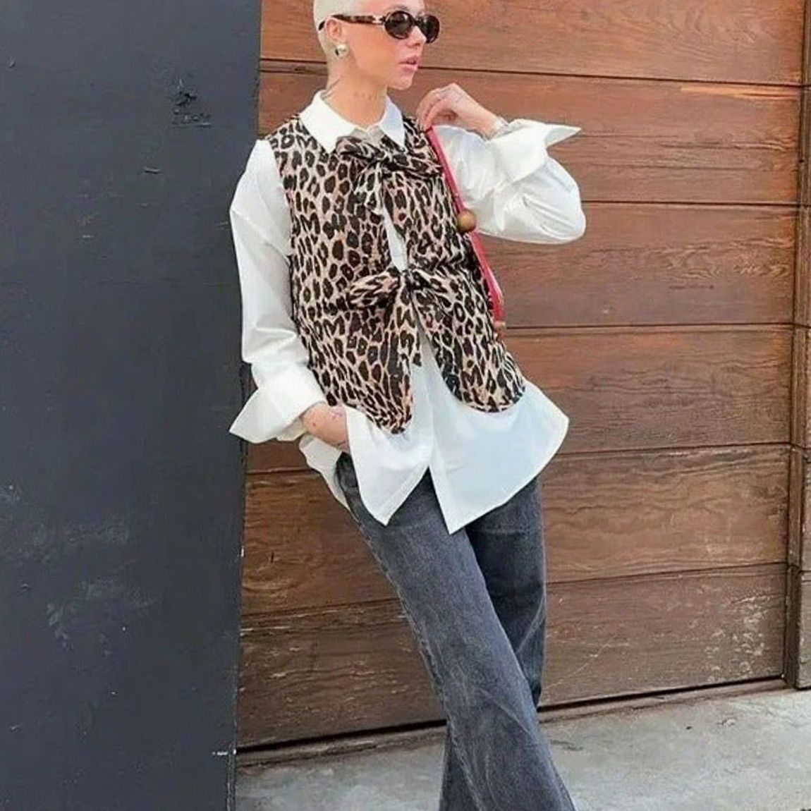 Amelie | Gilet pour femmes à motif léopard avec lien