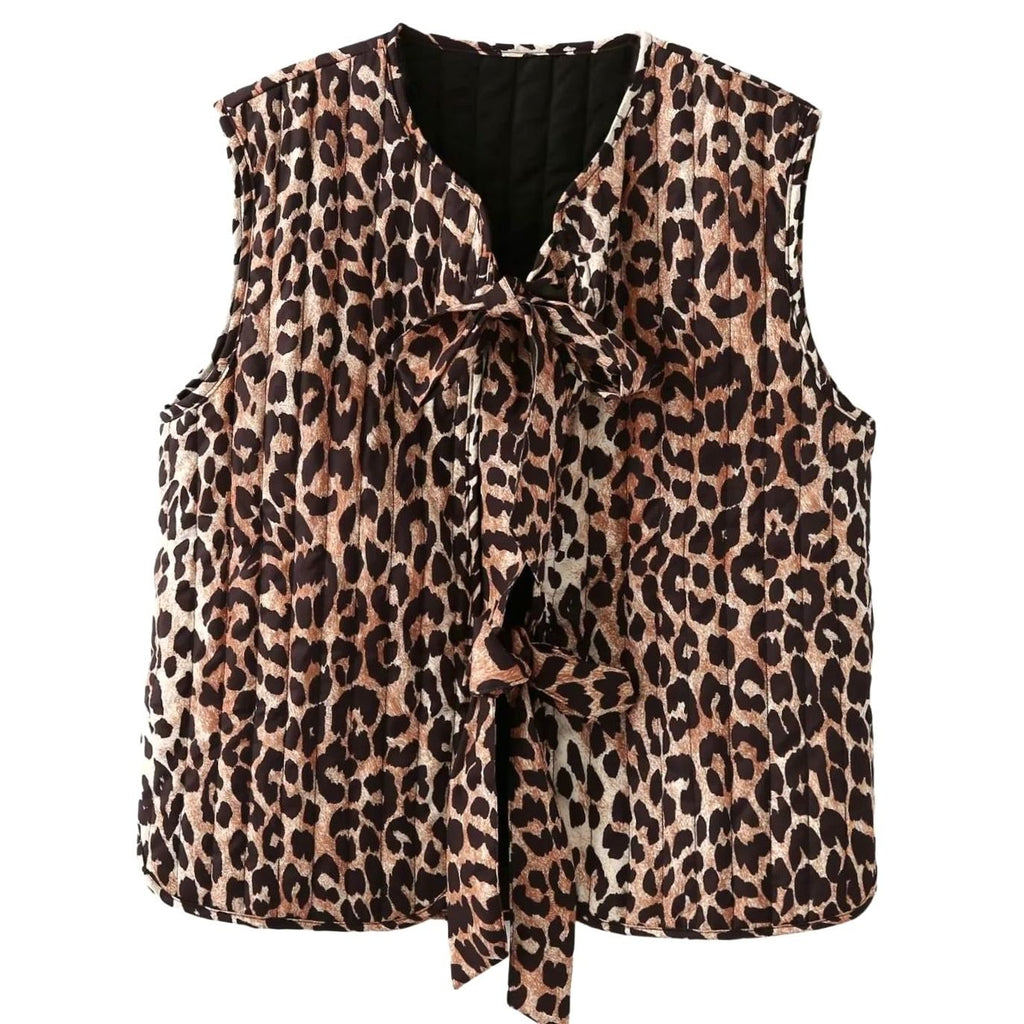 Amelie | Gilet pour femmes à motif léopard avec lien