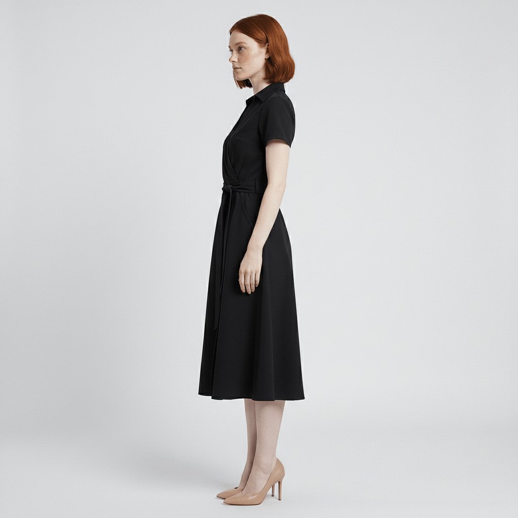 Sophie | Robe midi portefeuille pour femmes avec décolleté en V, ceinture à la taille et poches latérales