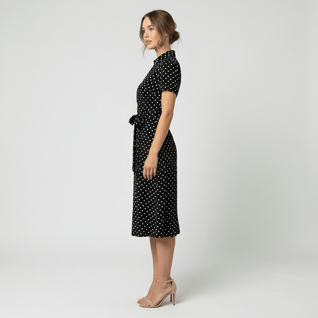Sophie | Robe midi portefeuille pour femmes avec décolleté en V, ceinture à la taille et poches latérales