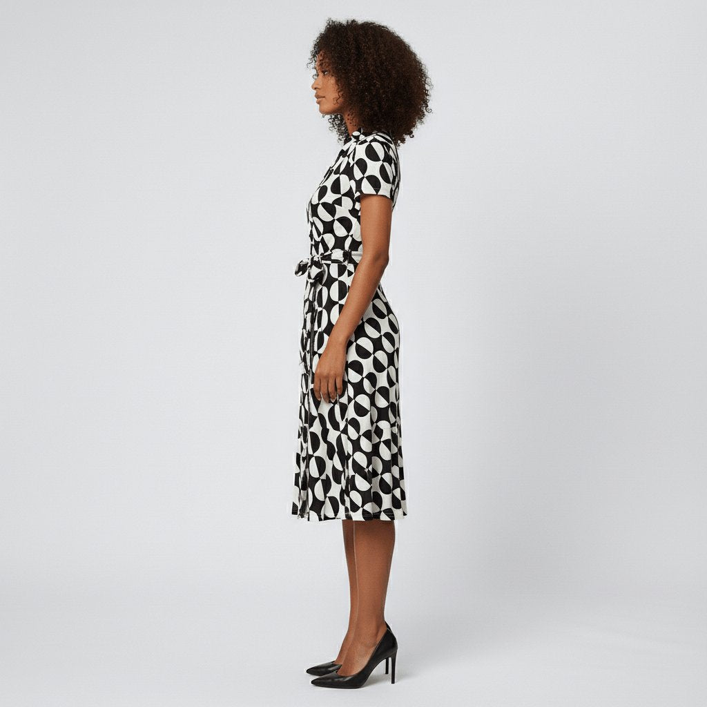 Sophie | Robe midi portefeuille pour femmes avec décolleté en V, ceinture à la taille et poches latérales