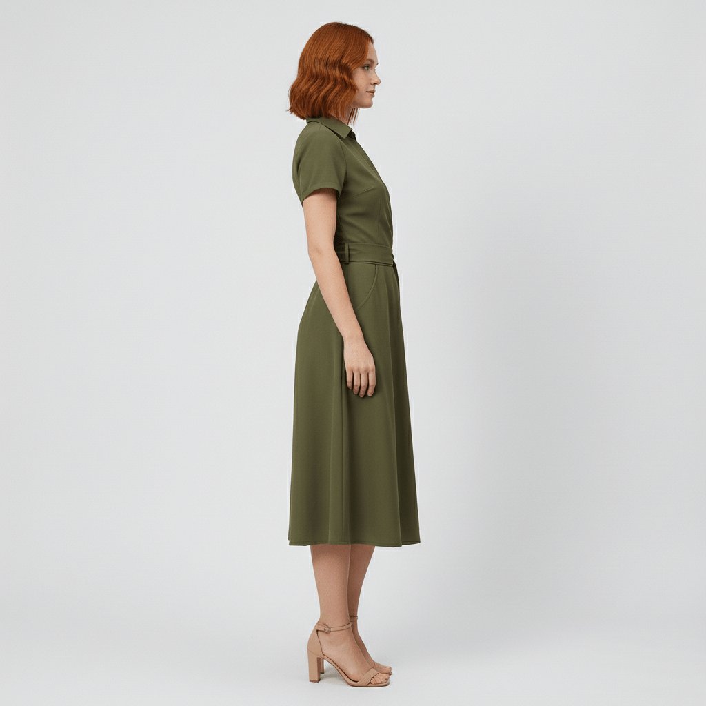 Sophie | Robe midi portefeuille pour femmes avec décolleté en V, ceinture à la taille et poches latérales