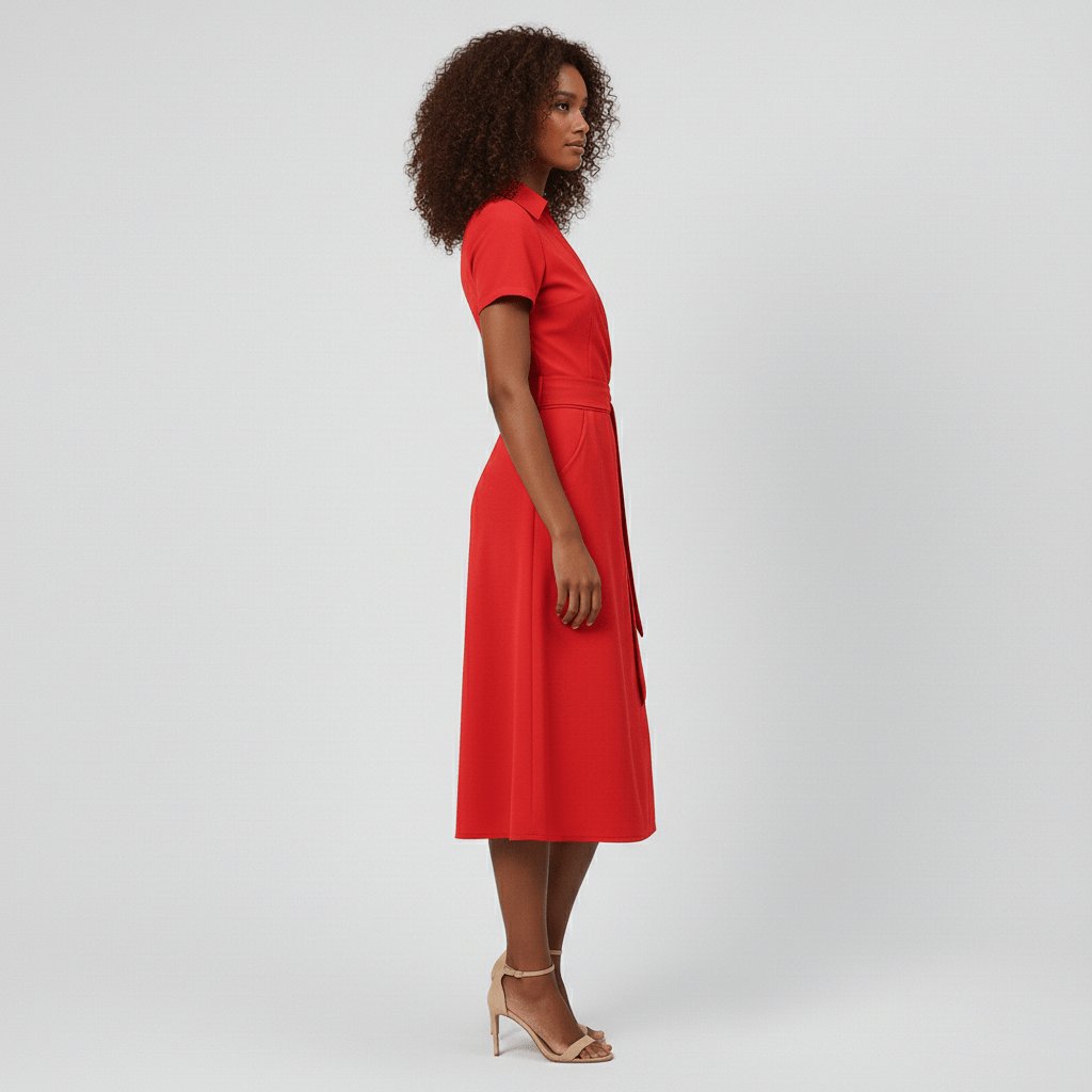 Sophie | Robe midi portefeuille pour femmes avec décolleté en V, ceinture à la taille et poches latérales