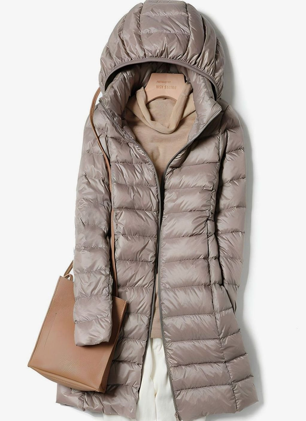 Hannah | Veste d'hiver pour femmes, légère, longue, matelassée, avec capuche amovible