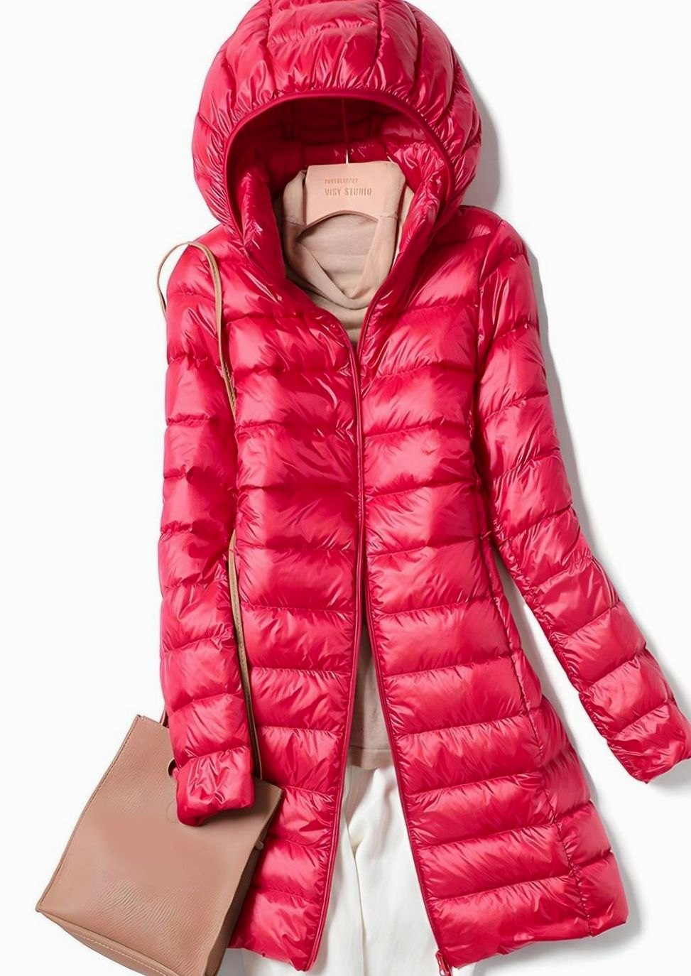 Hannah | Veste d'hiver pour femmes, légère, longue, matelassée, avec capuche amovible