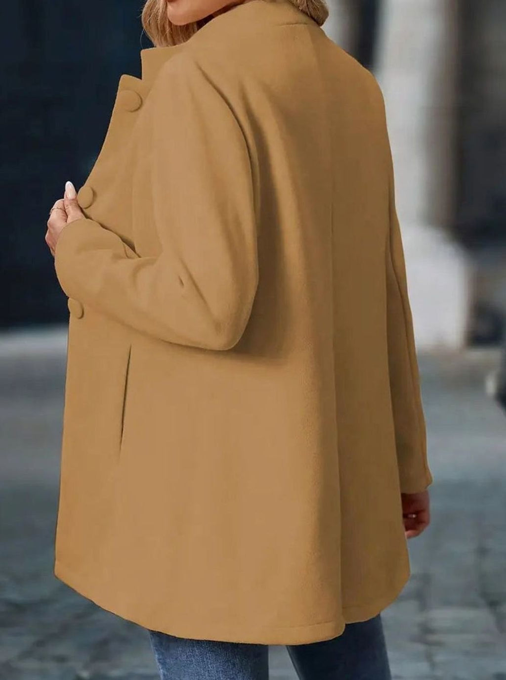Amelie | Manteau d'hiver pour femmes avec boutons, col montant, coupe longue élégante
