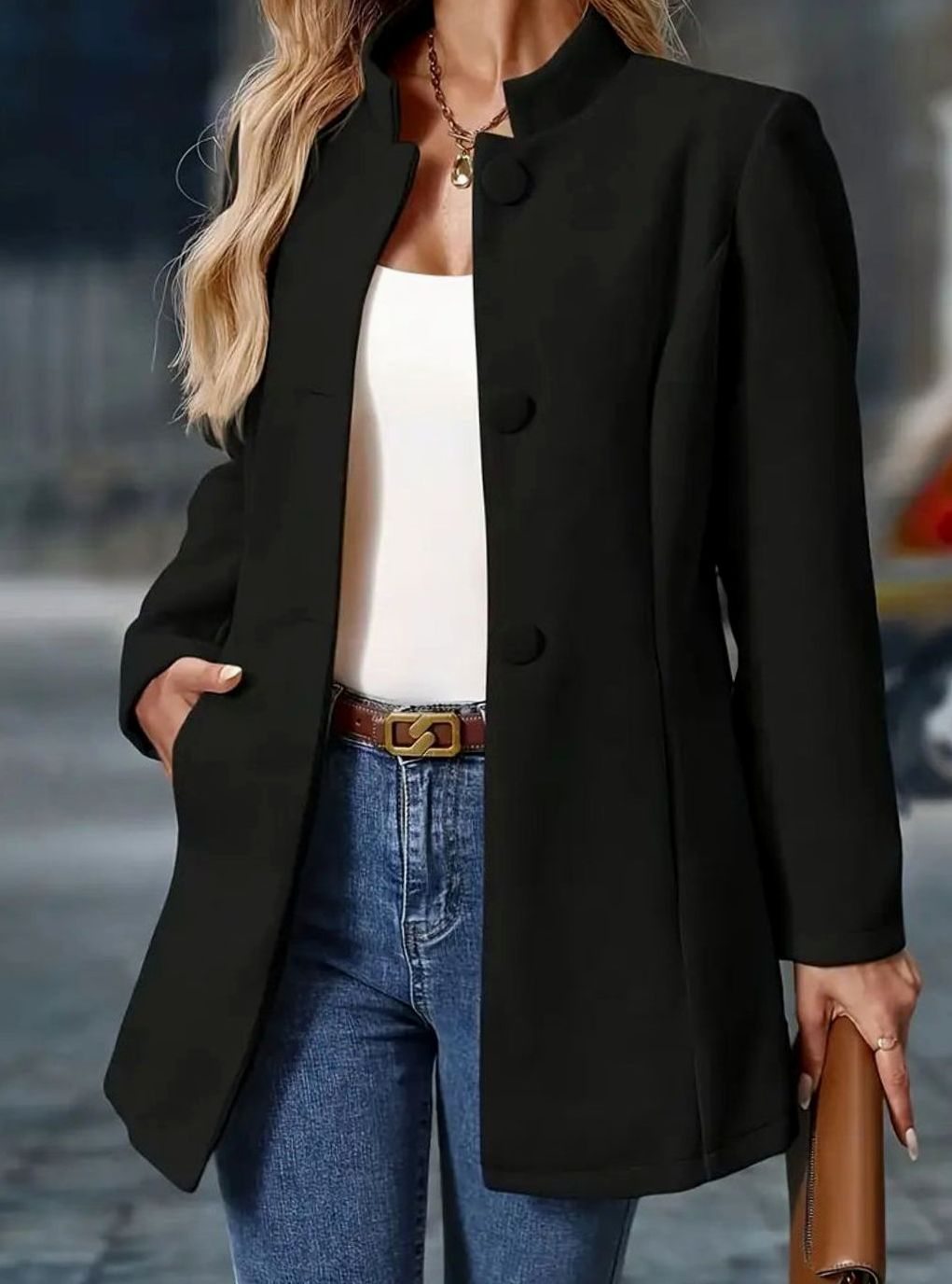 Amelie | Manteau d'hiver pour femmes avec boutons, col montant, coupe longue élégante