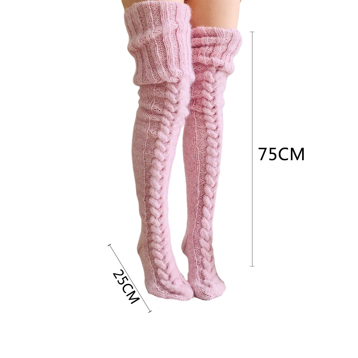 Chaussettes d'hiver pour femmes - Chaussettes thermiques douces jusqu'aux genoux pour les jours froids
