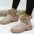 Leonie | Bottes d'hiver pour femmes avec col en fourrure, semelle compensée, fermeture éclair