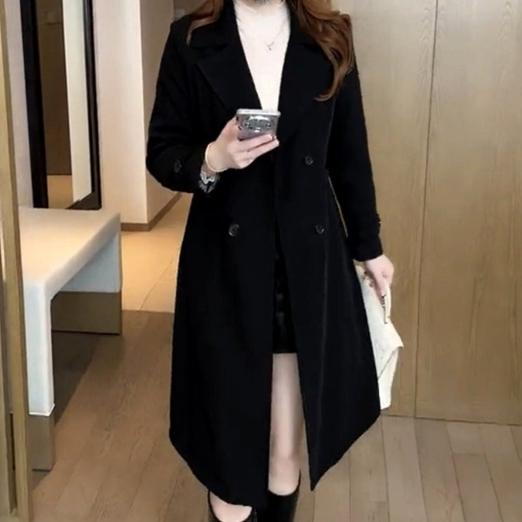 Katharina | Manteau en Laine Femme Élégant à Double Boutonnage Long Manteau d'Hiver