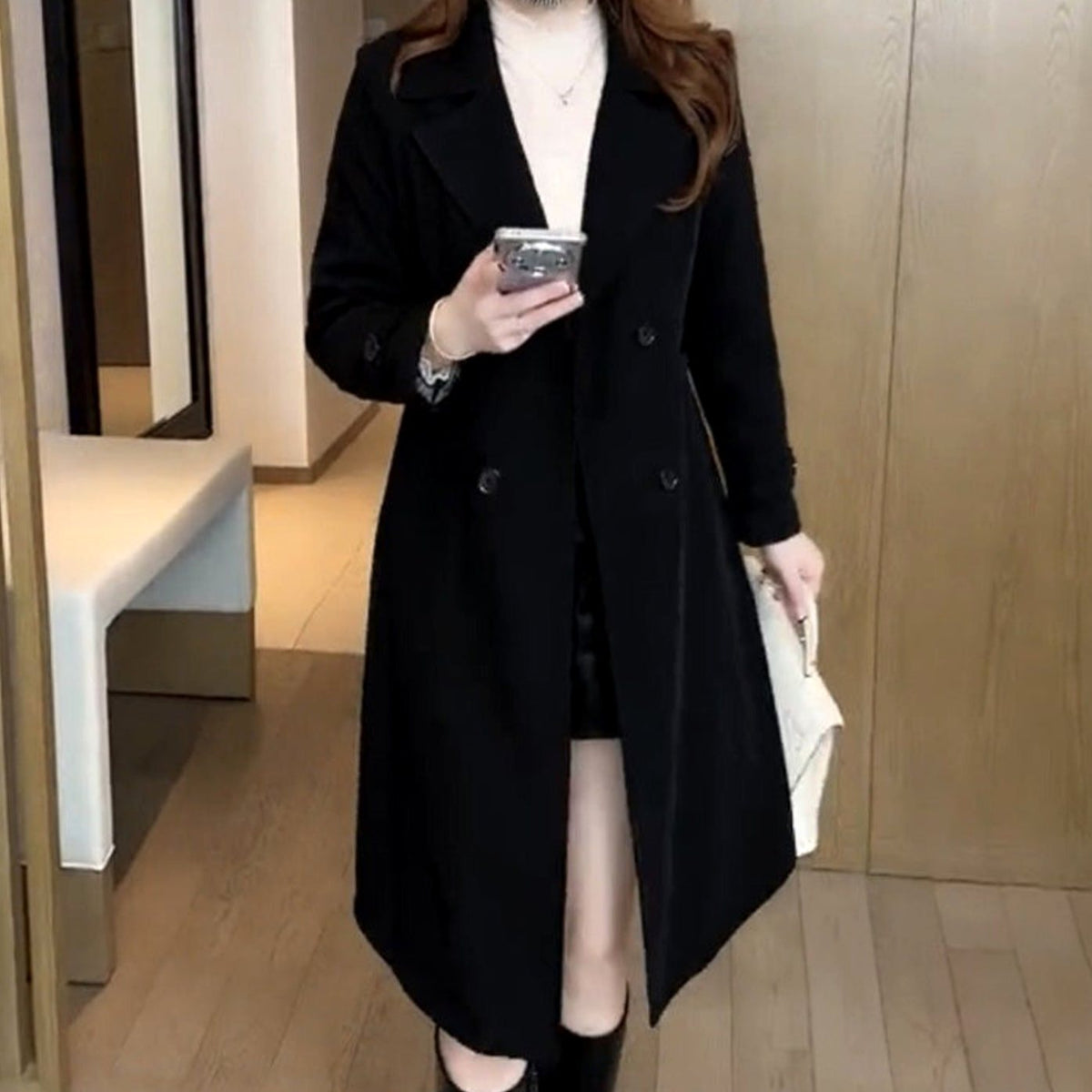 Katharina | Manteau en Laine Femme Élégant à Double Boutonnage Long Manteau d'Hiver