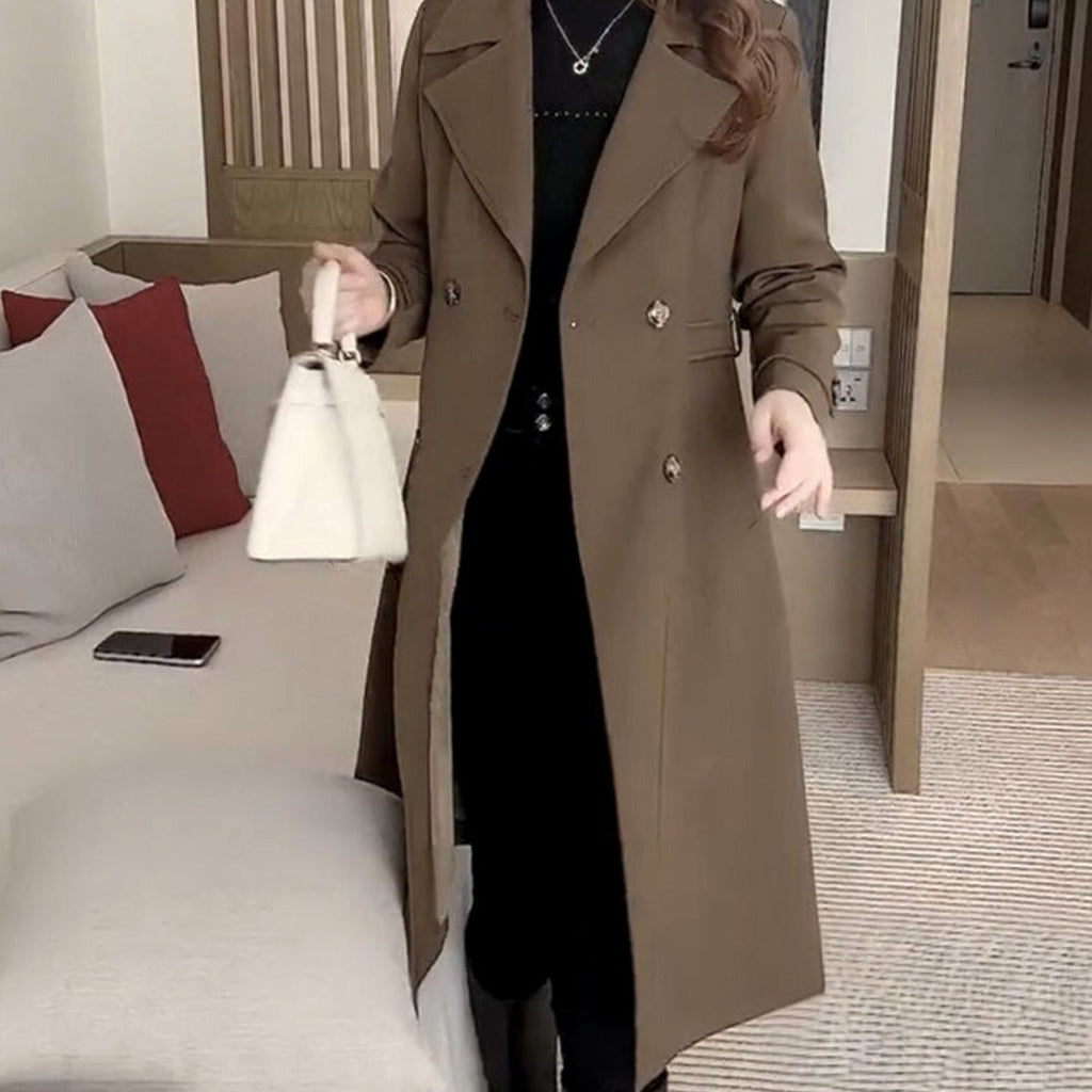 Katharina | Manteau en Laine Femme Élégant à Double Boutonnage Long Manteau d'Hiver