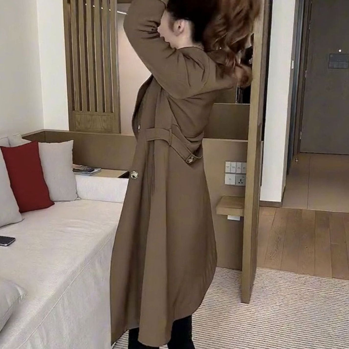Katharina | Manteau en Laine Femme Élégant à Double Boutonnage Long Manteau d'Hiver