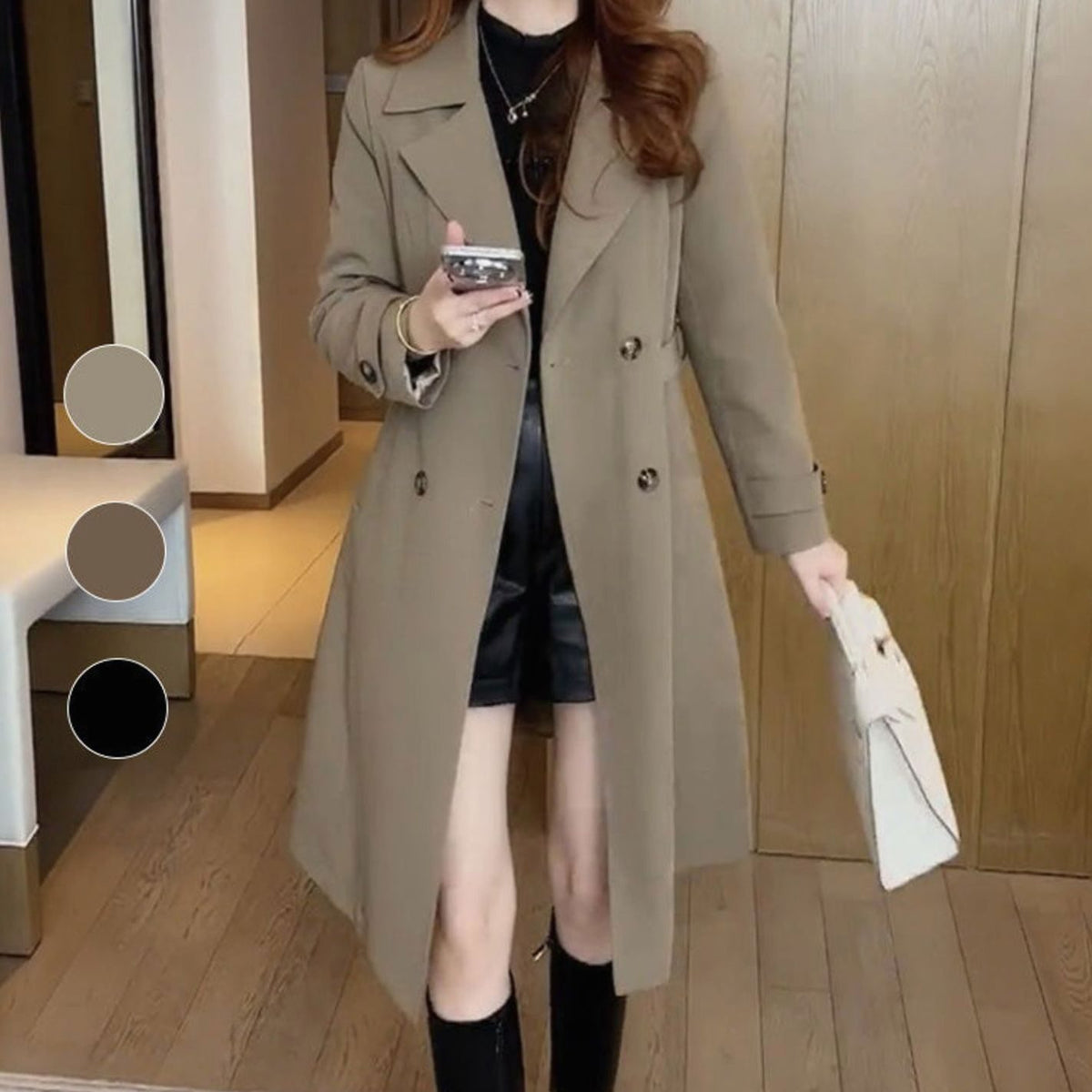 Katharina | Manteau en Laine Femme Élégant à Double Boutonnage Long Manteau d'Hiver