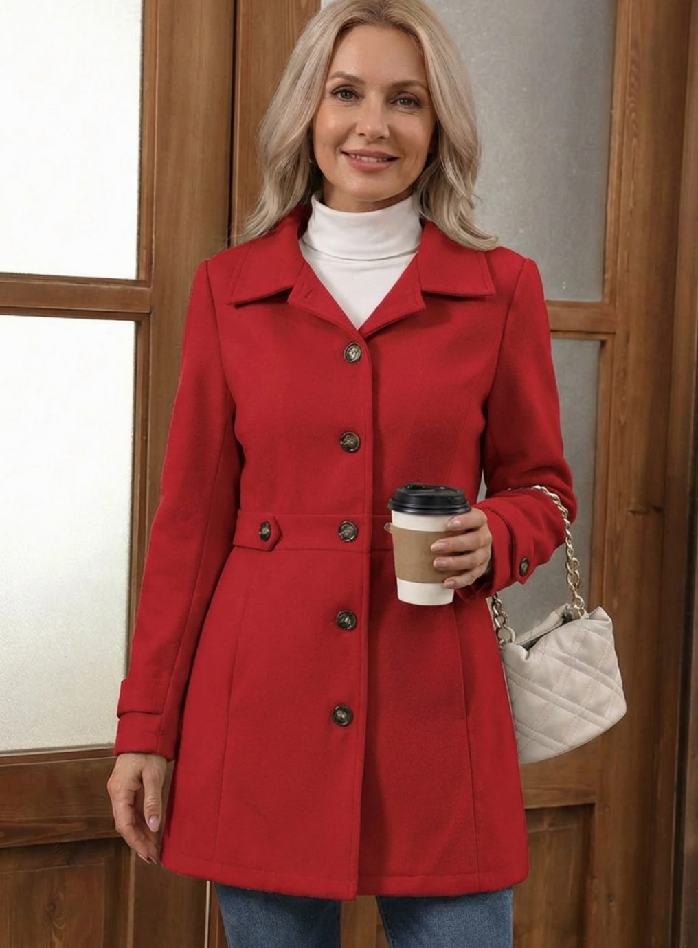 Johanna | Manteau en laine pour femmes, élégant manteau à boutons pour des looks en couches