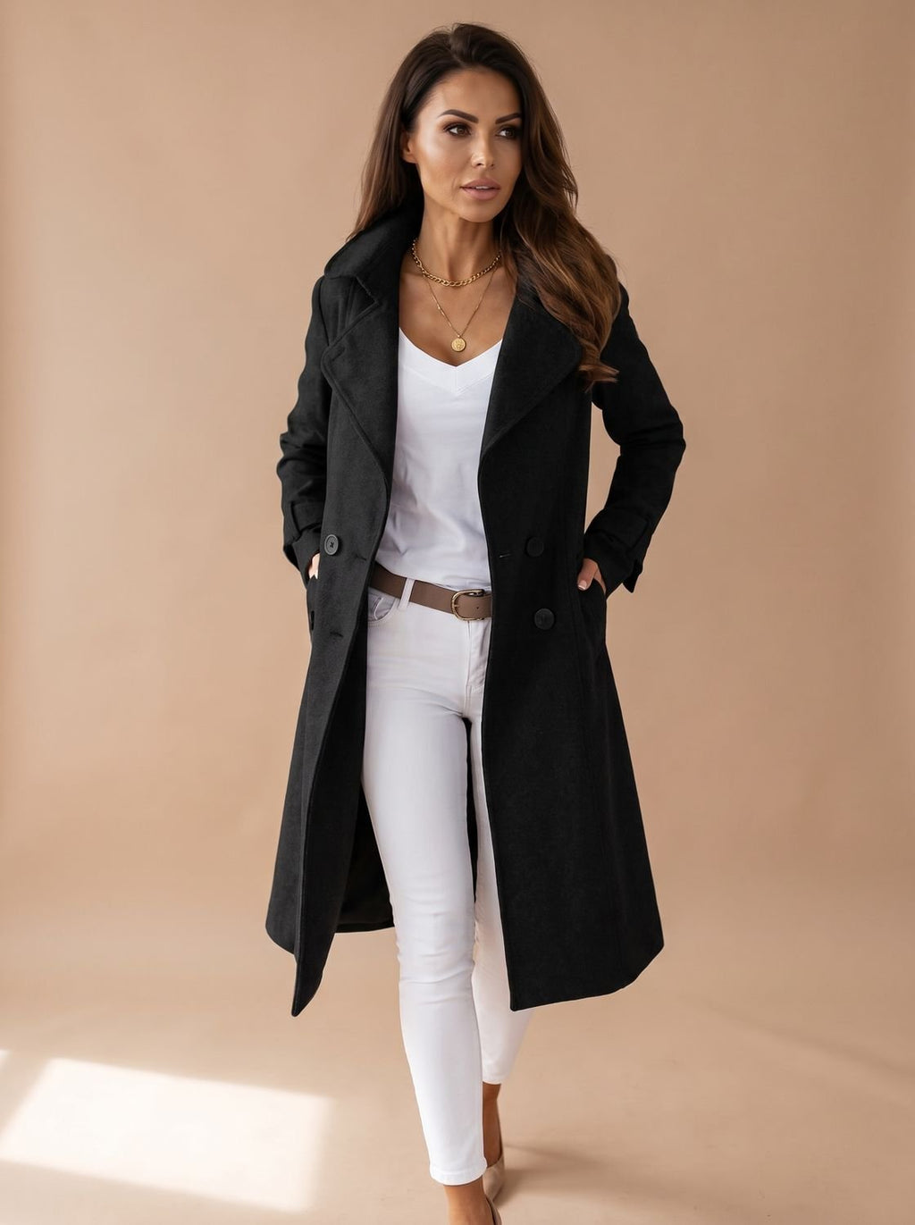 Hannah | Manteau en Laine pour Femmes Manteau Long Élégant avec Col Revers