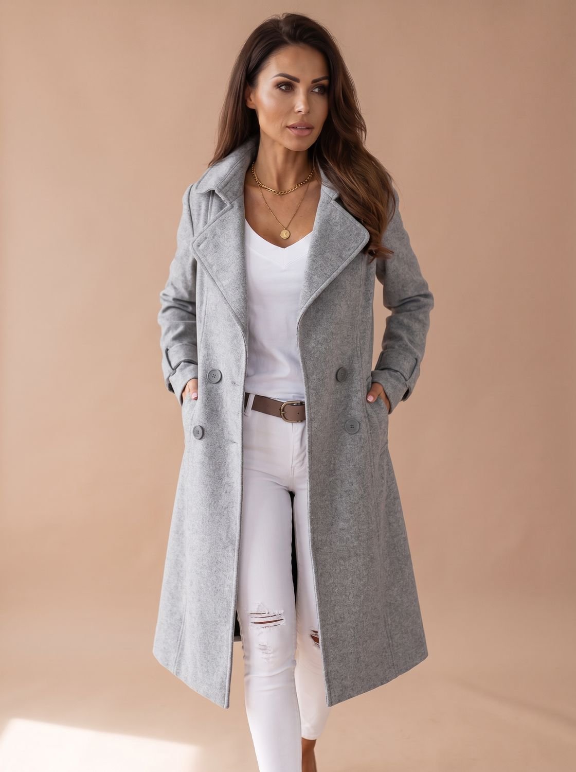 Hannah | Manteau en Laine pour Femmes Manteau Long Élégant avec Col Revers