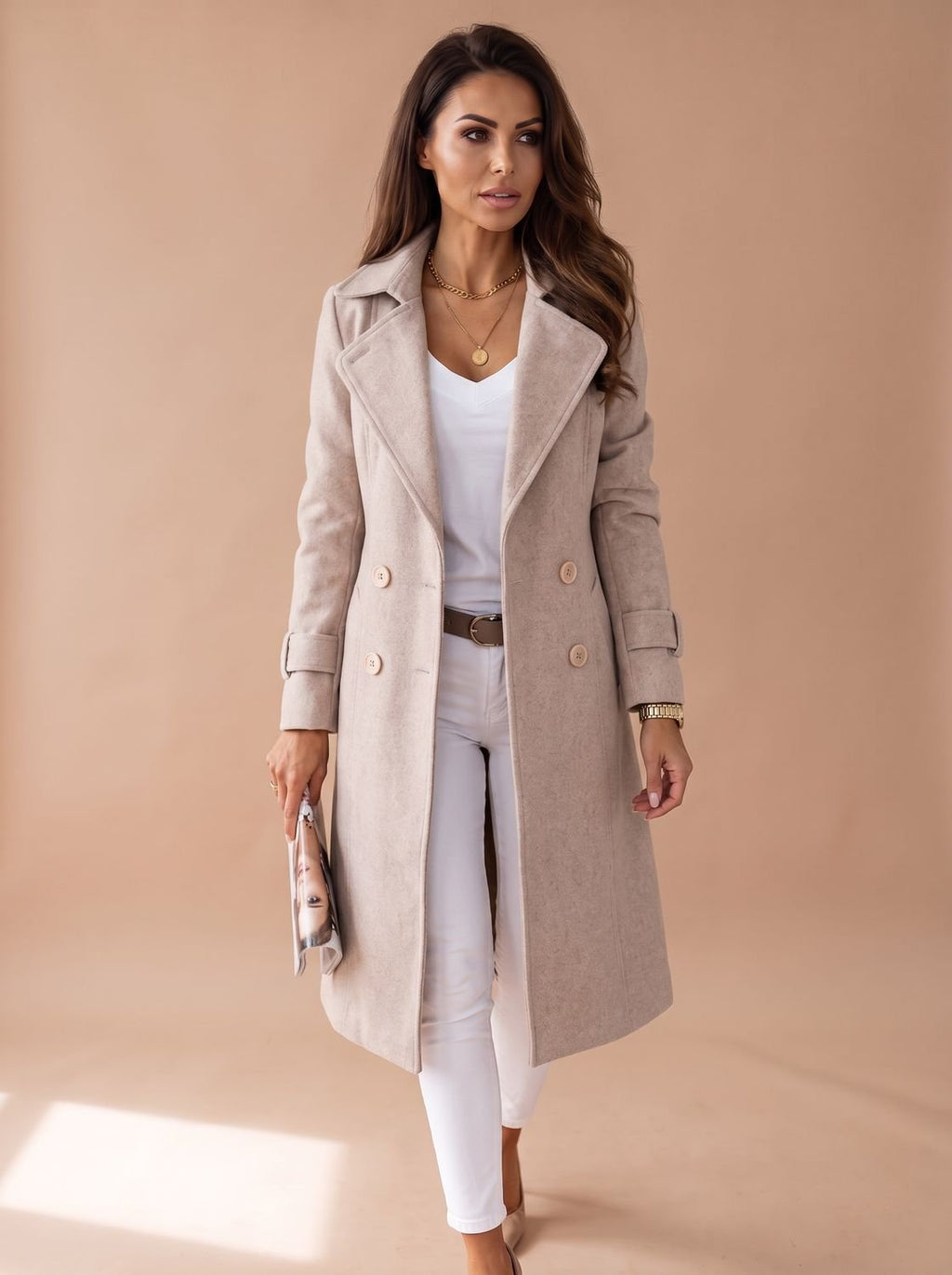Hannah | Manteau en Laine pour Femmes Manteau Long Élégant avec Col Revers