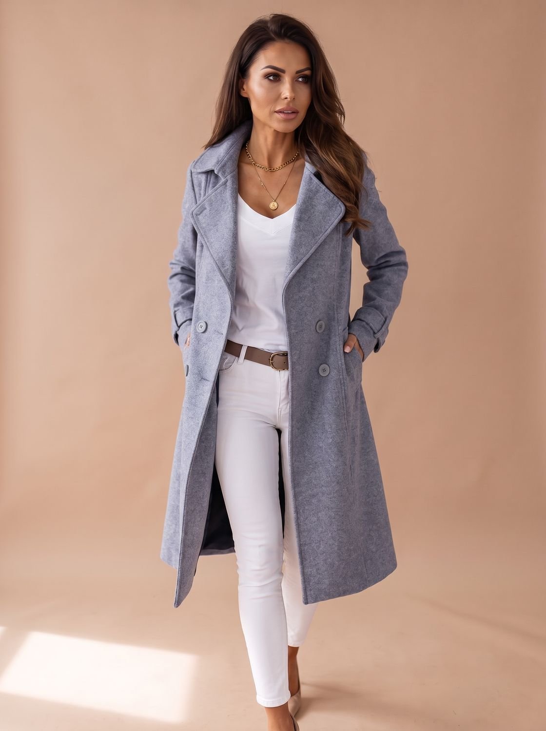 Hannah | Manteau en Laine pour Femmes Manteau Long Élégant avec Col Revers