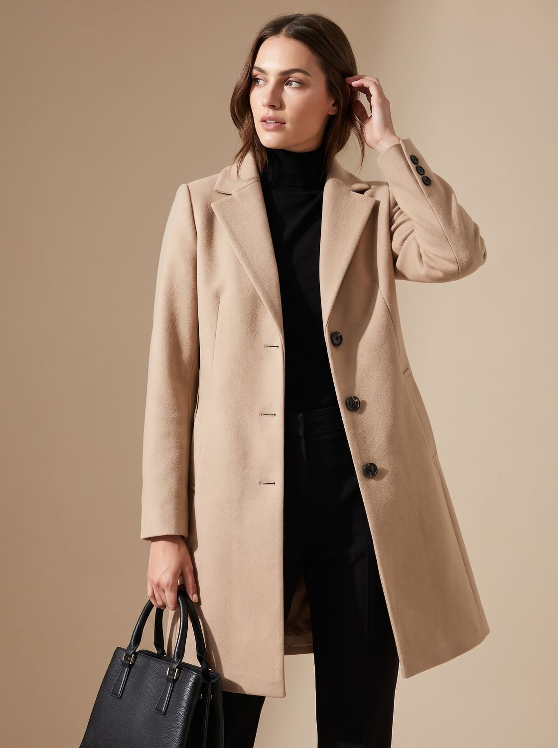 Lena | Manteau en Laine pour Femmes Long Trench Classique en Mélange avec Revers