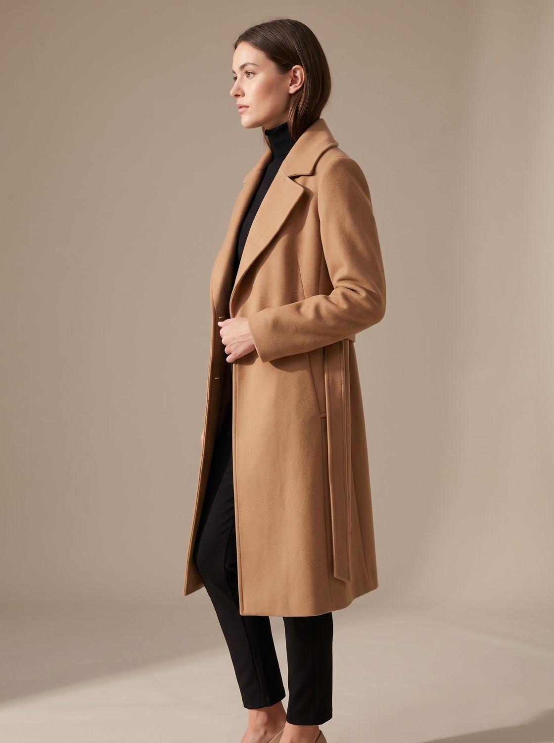 Lena | Manteau en Laine pour Femmes Long Trench Classique en Mélange avec Revers