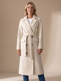 Nora | Manteau en laine pour femmes avec ceinture à nouer, col à revers et patte de boutonnage