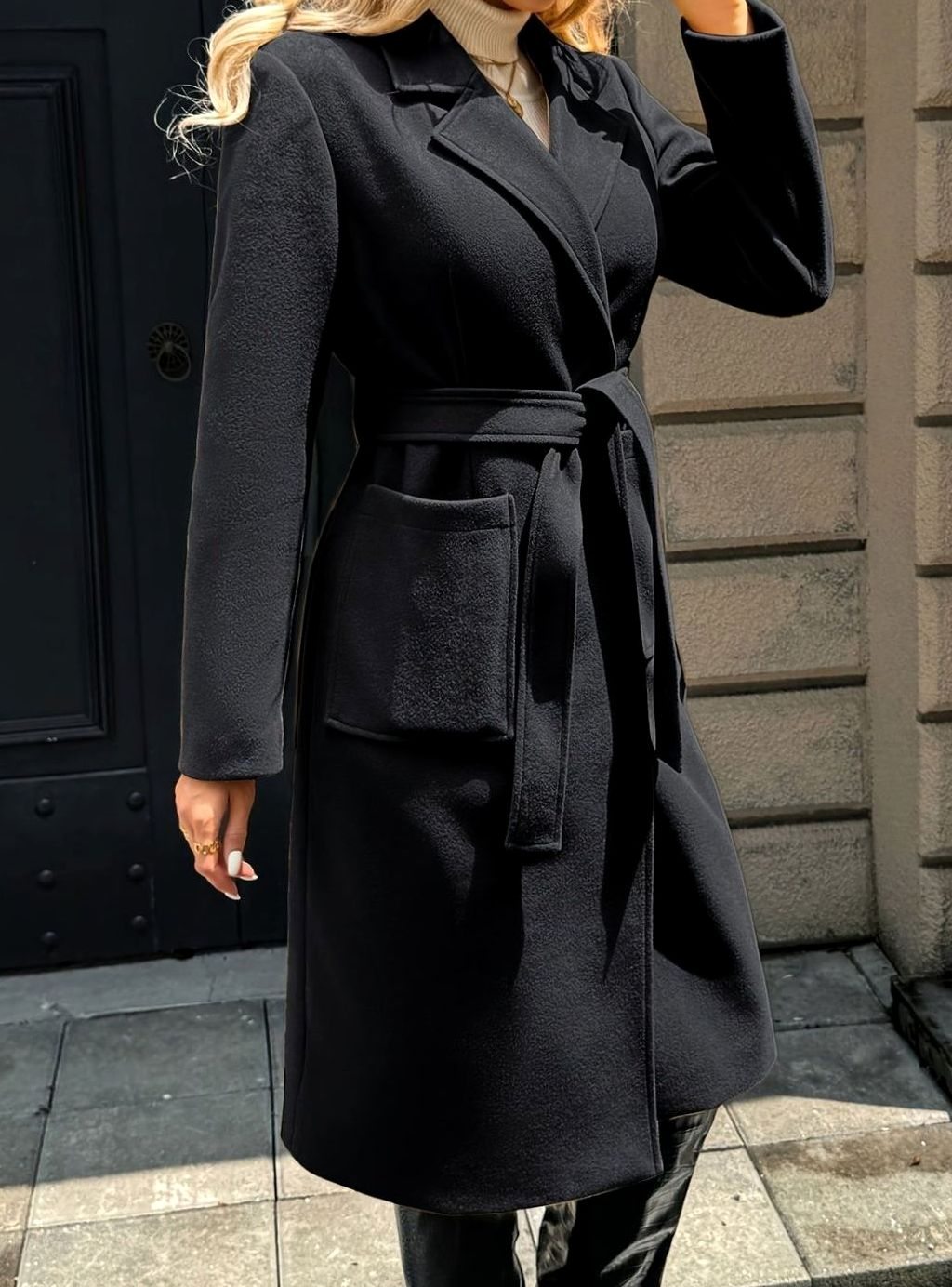 Mia | Manteau en laine pour femmes avec ceinture à nouer Trench-coat longline ajusté