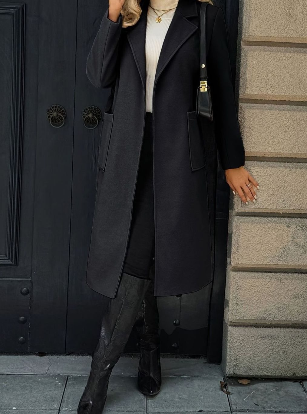 Mia | Manteau en laine pour femmes avec ceinture à nouer Trench-coat longline ajusté