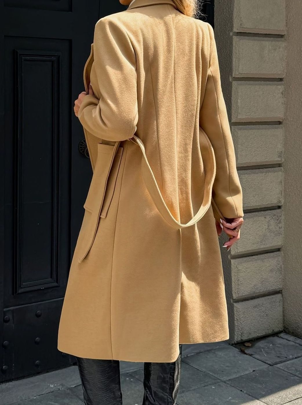 Mia | Manteau en laine pour femmes avec ceinture à nouer Trench-coat longline ajusté